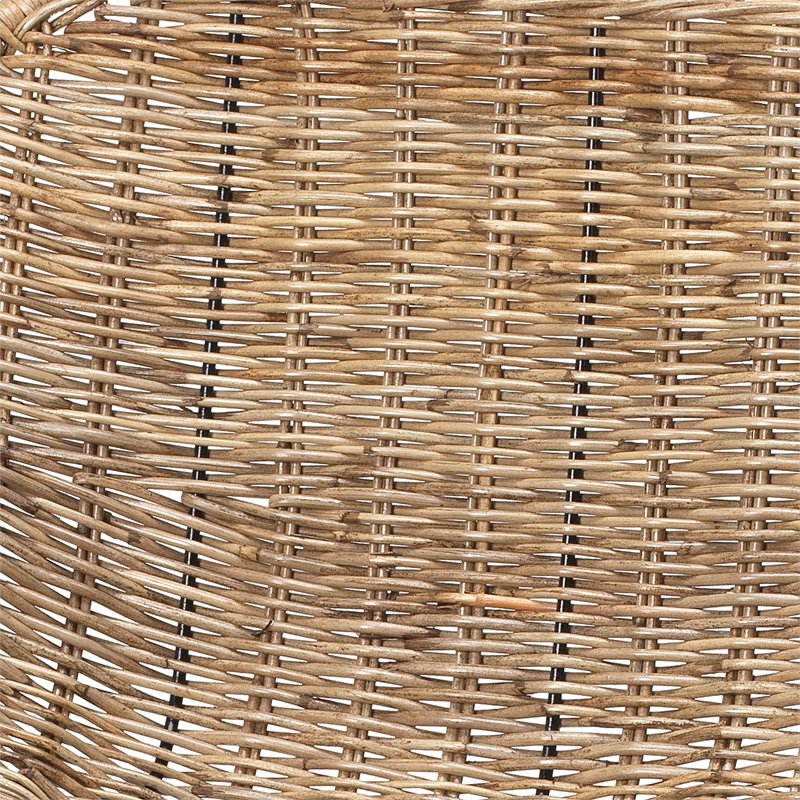 Home Square Metal & Rattan Counter Stool in Black & Natural - Set of 2