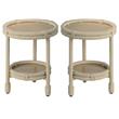 Home Square 2-Shelf Coastal Rattan & Rope Side Table in White - Set of 2