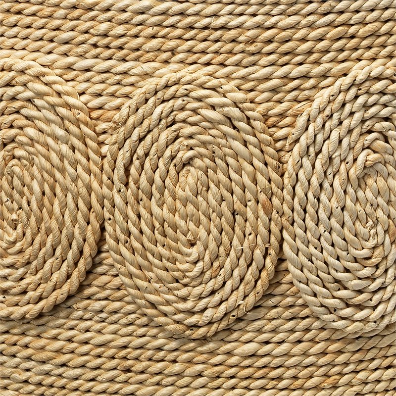 Home Square Oval Corn Straw Rope Glass Side Table in Off White - Set of 2