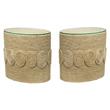 Home Square Oval Corn Straw Rope Glass Side Table in Off White - Set of 2