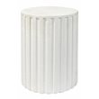 Home Square Transitional Cement Stone Column Side Table in White - Set of 2