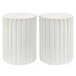 Home Square Transitional Cement Stone Column Side Table in White - Set of 2