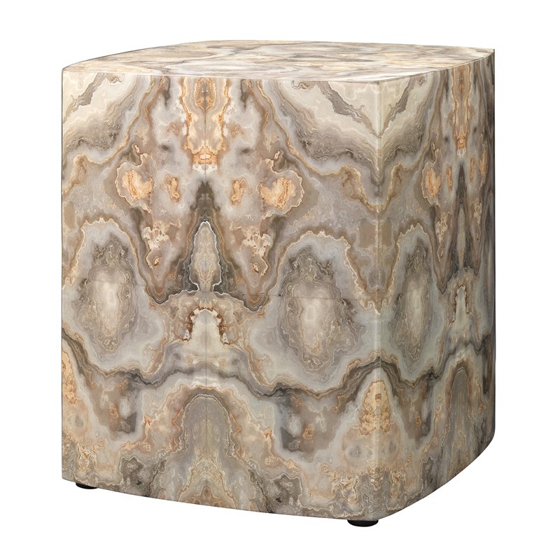 Home Square Ink Blot Curved Transitional Wood Side Table in Cream - Set of 2