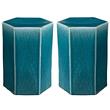 Home Square Large Transitional Ceramic Side Table in Azure Blue - Set of 2