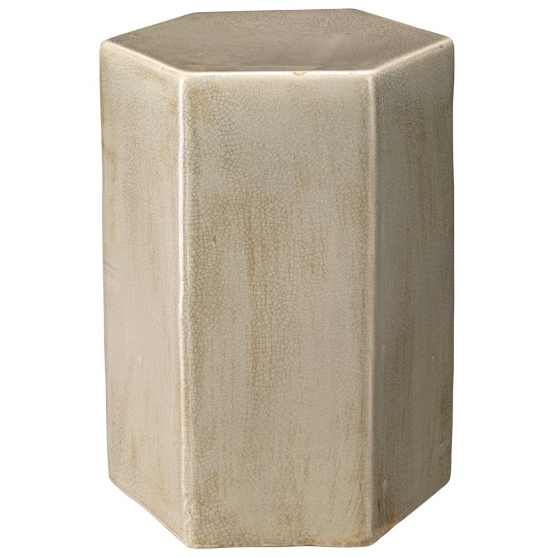 Home Square Small Transitional Ceramic Side Table in Pistachio Brass - Set of 2