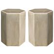 Home Square Small Transitional Ceramic Side Table in Pistachio Brass - Set of 2