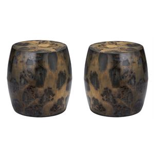 Home Square Transitional Iron Metal Side Table in Dark Brown - Set of 2