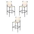 Home Square Transitional Leather Bar Stool in Off White - Set of 3