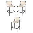 Home Square Transitional Leather Counter Stool in Off White - Set of 3