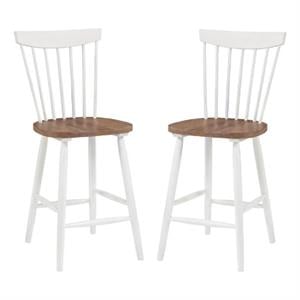 Home Square Counter Wood Stool in Toffee Finished and Cream Base - Set of 2