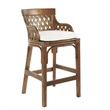 Home Square Stained Wood Rattan Frame Bar Stool in Brown - Set of 2