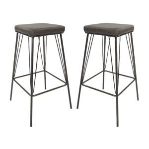 Home Square 30&quot Barstool in Charcoal Fabric with Steel Base - Set of 2