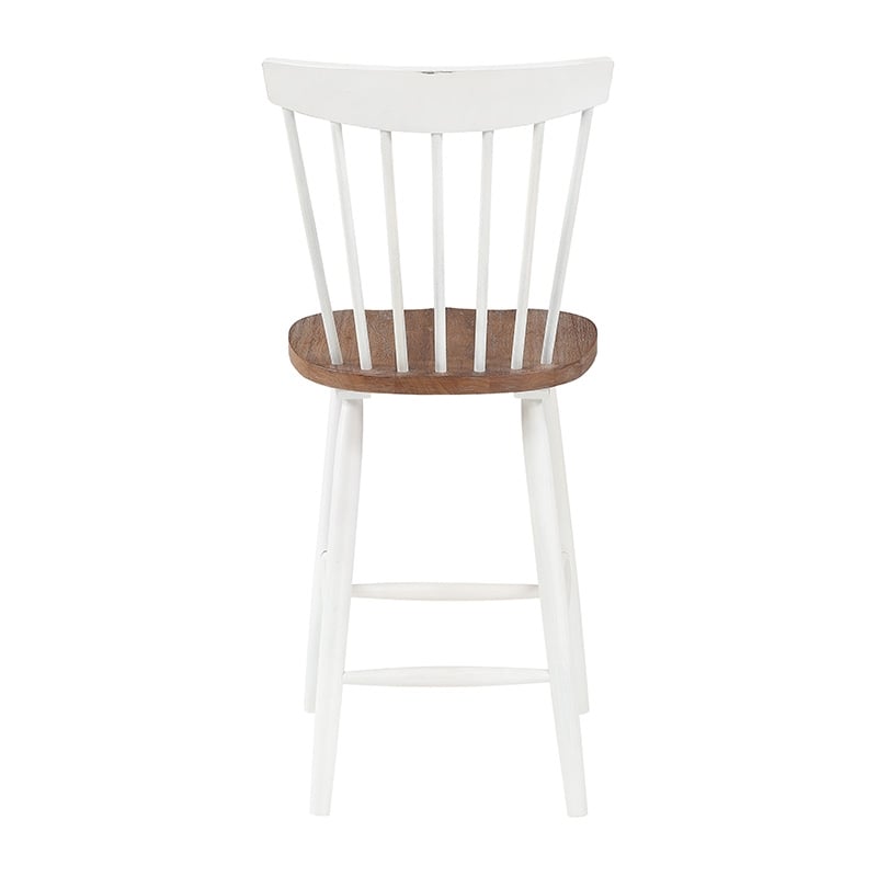 Home Square Counter Wood Stool with Toffee Finished and Cream Base - Set of 3