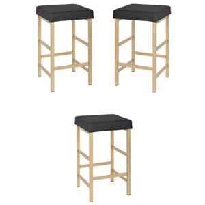 Home Square 26&quot Backless Stool in Gold and Black Faux Leather - Set of 3