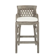 Home Square Wood Rattan Frame Bar Stool in Gray Finish - Set of 3