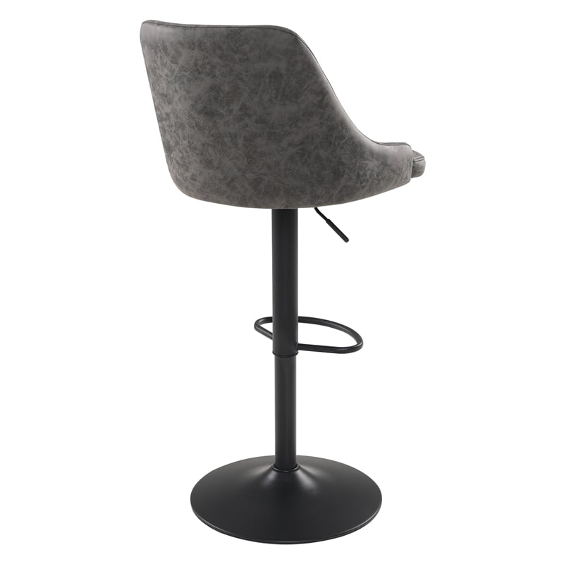 Home Square Height Adjustable Stool in Charcoal Faux Leather - Set of 3