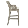Home Square Wood Rattan Frame Bar Stool in Gray Finish - Set of 2