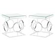 Home Square Square Mirrored End Table in Chrome Metal Base - Set of 2
