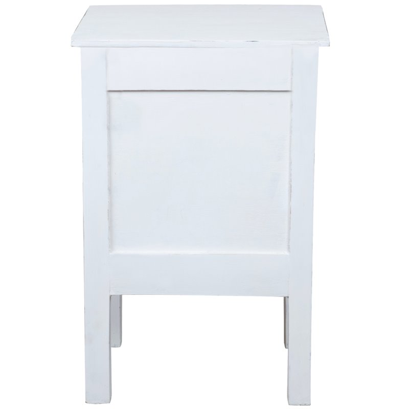 Home Square Transitional Wood End Table in Whitewashed & Antique Iron - Set of 2