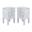 Home Square Transitional Wood End Table in Whitewashed & Antique Iron - Set of 2