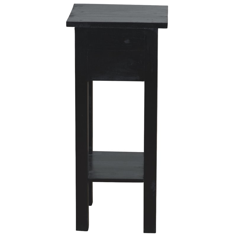 Home Square Narrow Wood Side Table in Distressed Antique Black - Set of 2