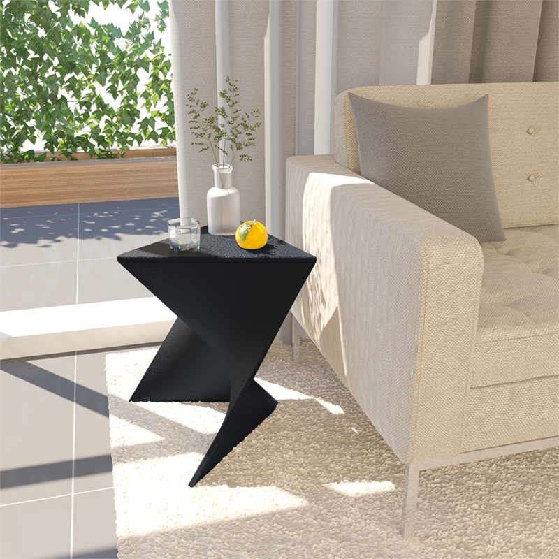 Home Square Modern Triangle End Table in Black Finish - Set of 2