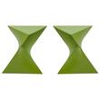 Home Square Modern Plastic Triangle End Table in Green - Set of 2