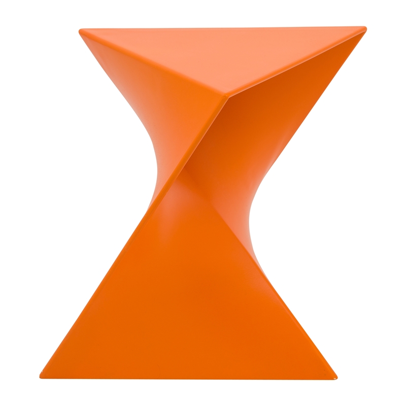 Home Square Modern Plastic Triangle End Table in Orange - Set of 2