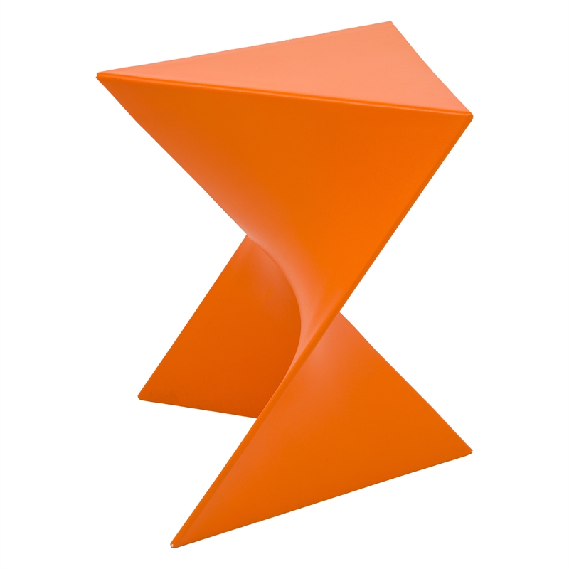 Home Square Modern Plastic Triangle End Table in Orange - Set of 2