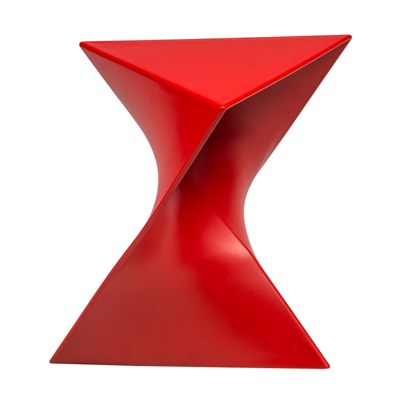 Home Square Modern Plastic Triangle End Table in Red - Set of 2