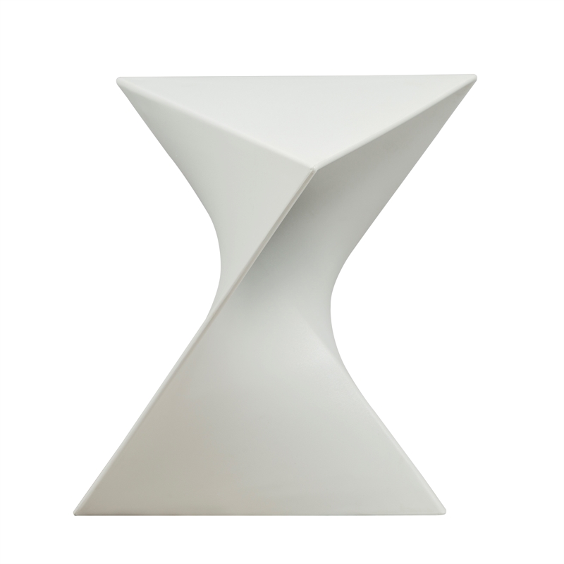 Home Square Modern Plastic Triangle End Table in White - Set of 2