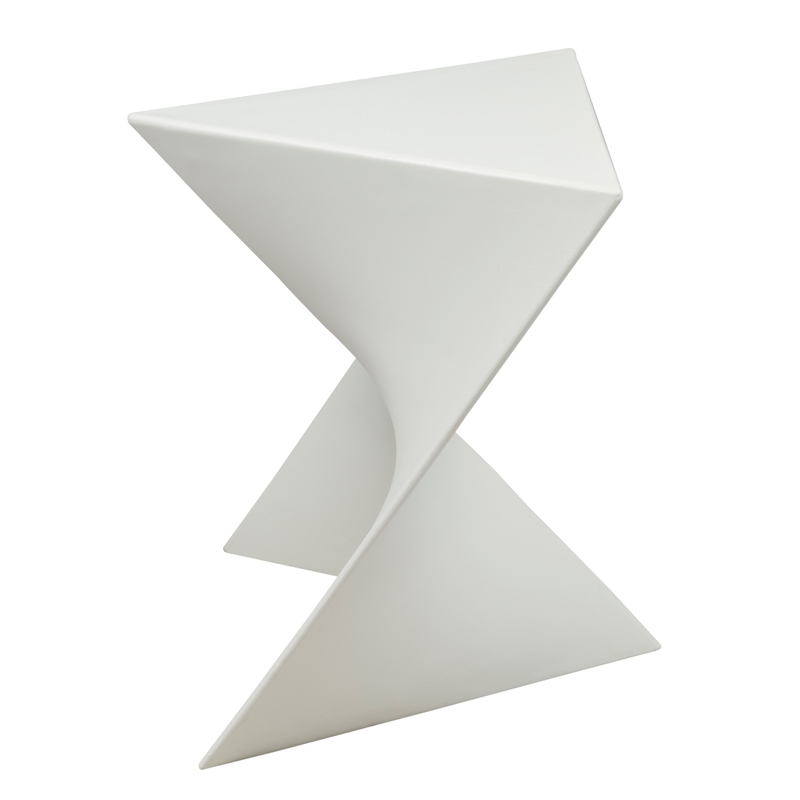 Home Square Modern Plastic Triangle End Table in White - Set of 2
