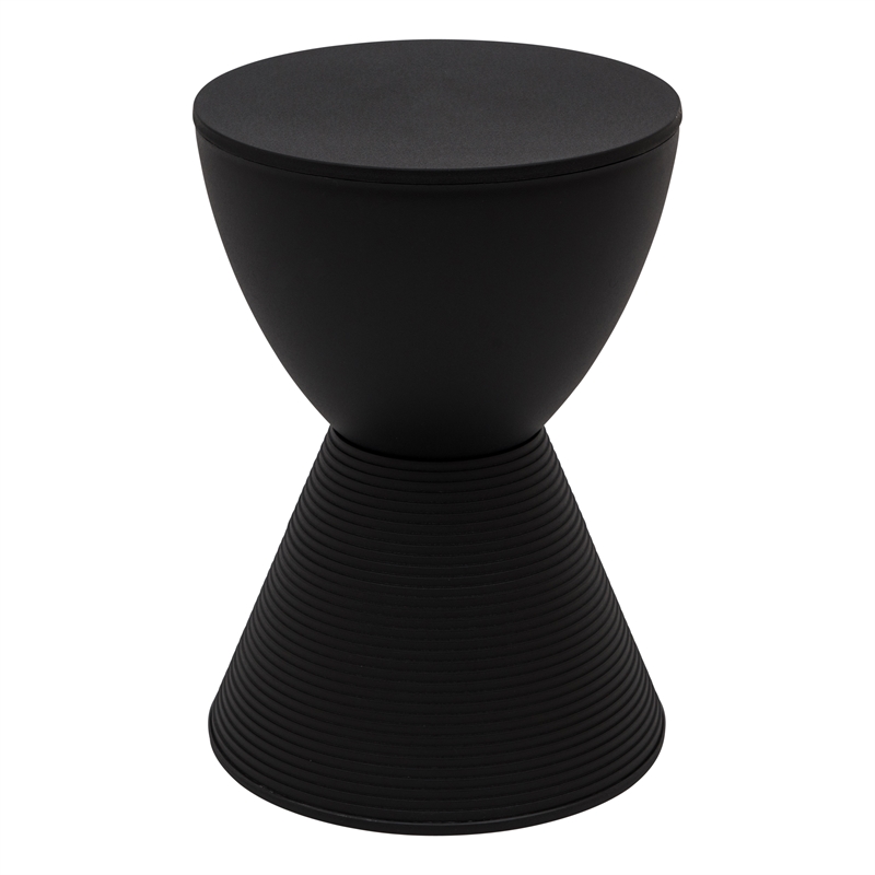 Home Square Modern Plastic Ribbed Round End Table in Black - Set of 2