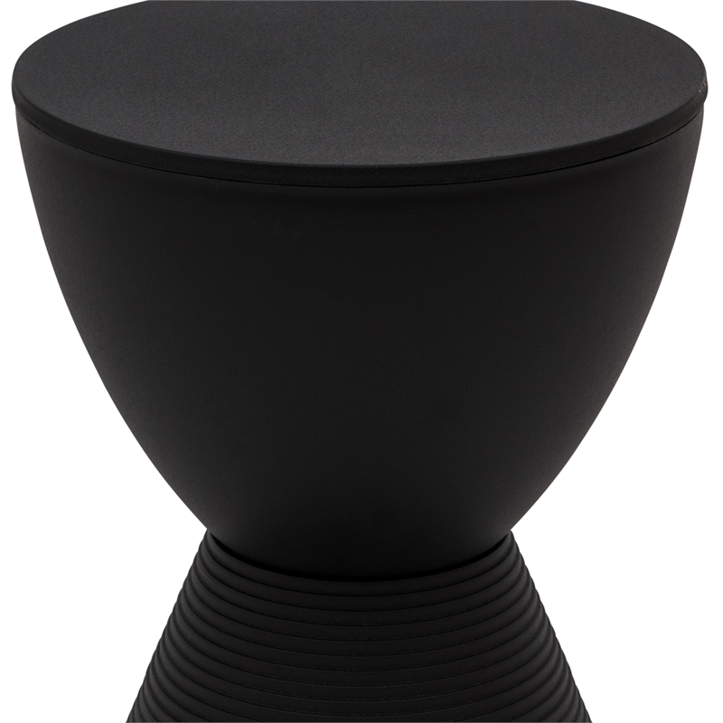 Home Square Modern Plastic Ribbed Round End Table in Black - Set of 2