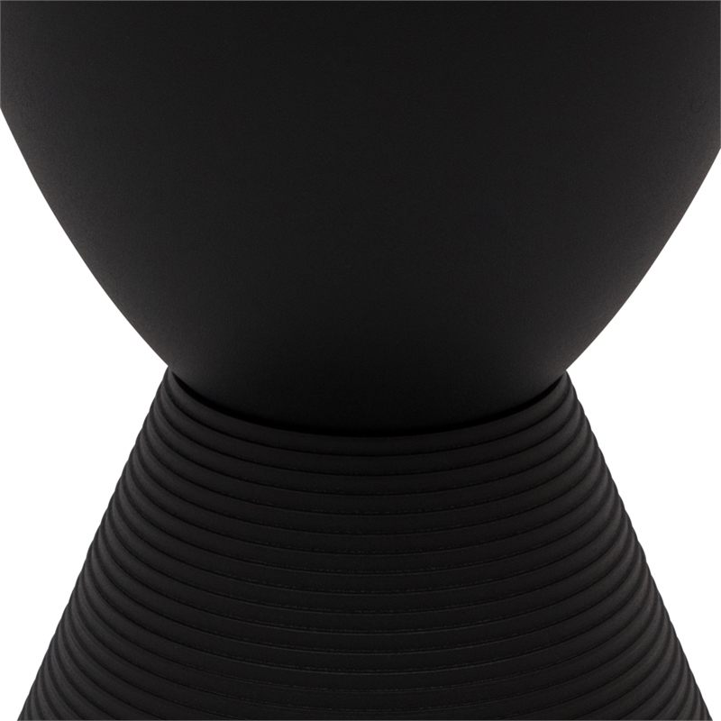 Home Square Modern Plastic Ribbed Round End Table in Black - Set of 2