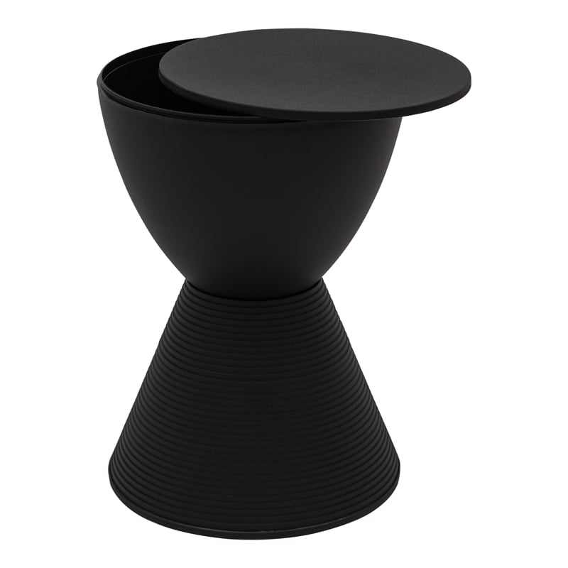 Home Square Modern Plastic Ribbed Round End Table in Black - Set of 2