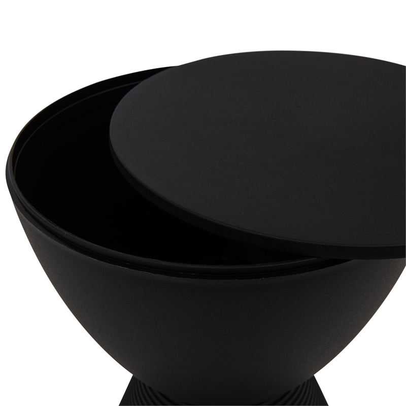 Home Square Modern Plastic Ribbed Round End Table in Black - Set of 2