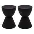 Home Square Modern Plastic Ribbed Round End Table in Black - Set of 2