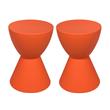 Home Square Modern Plastic Ribbed Round End Table in Orange - Set of 2