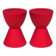 Home Square Modern Plastic Ribbed Round End Table in Red - Set of 2