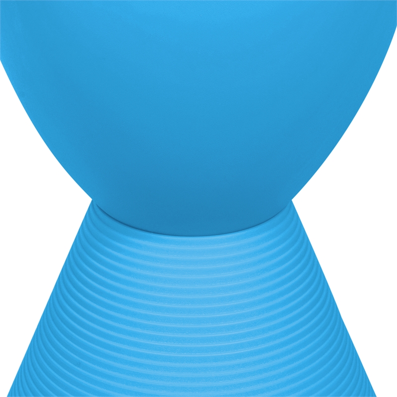 Home Square Modern Plastic Ribbed Round End Table in Blue - Set of 2