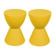 Home Square Modern Plastic Ribbed Round End Table in Yellow - Set of 2
