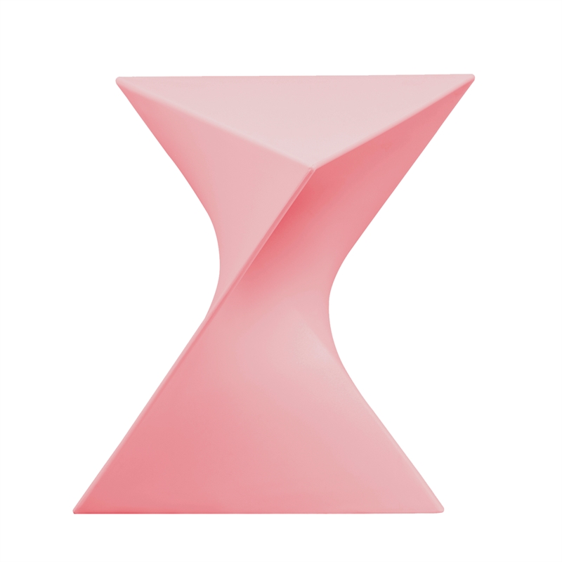 Home Square Modern Plastic Triangle End Table in Pink - Set of 2