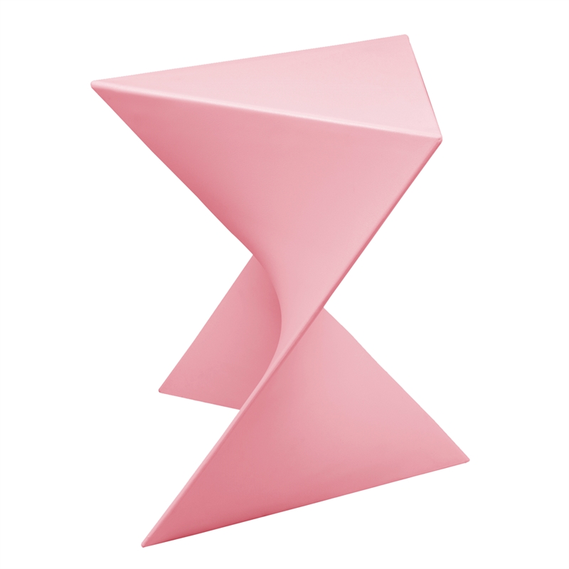 Home Square Modern Plastic Triangle End Table in Pink - Set of 2