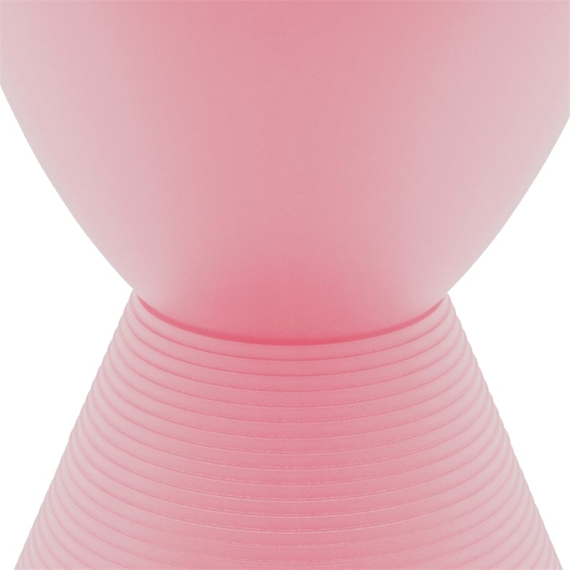 Home Square Modern Plastic Ribbed Round End Table in Pink - Set of 2