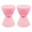 Home Square Modern Plastic Ribbed Round End Table in Pink - Set of 2