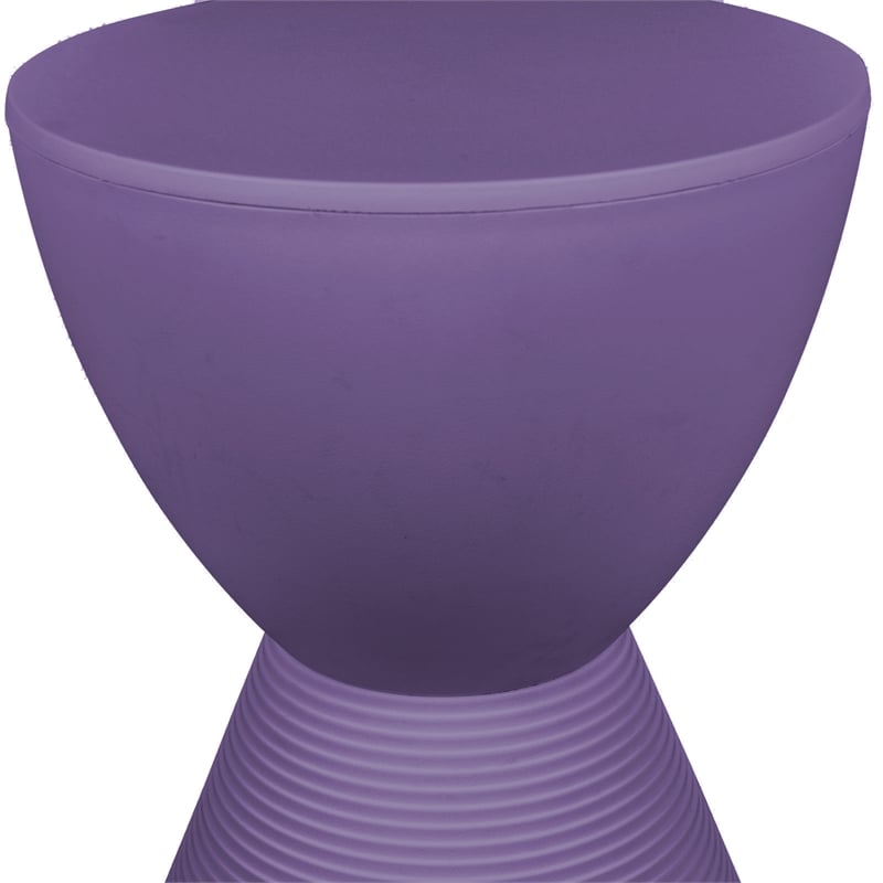 Home Square Modern Plastic Ribbed Round End Table in Purple - Set of 2