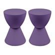 Home Square Modern Plastic Ribbed Round End Table in Purple - Set of 2