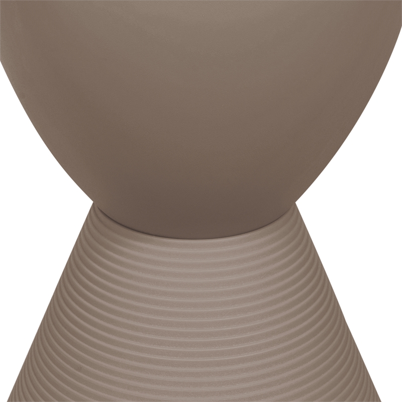 Home Square Modern Plastic Ribbed Round End Table in Taupe - Set of 2