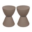 Home Square Modern Plastic Ribbed Round End Table in Taupe - Set of 2